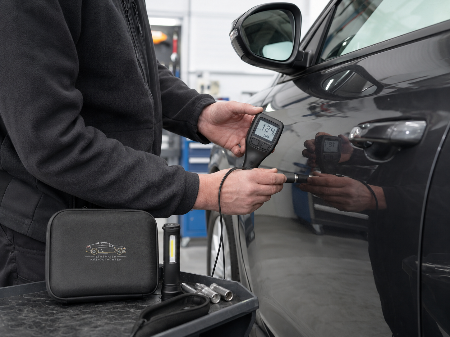 Einsatz digitaler Prüf- und Messtechnik an einem Fahrzeug